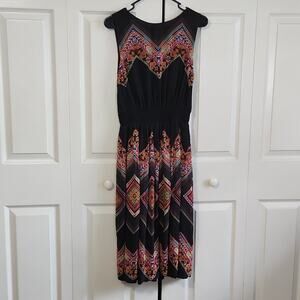 Tanvi Kedia Anthro Women's Black Multi-colored Sleeveless Embroidered Dress SZ 8